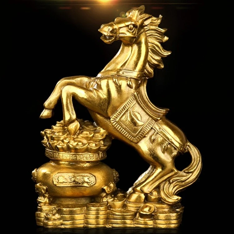 纯铜马摆件马上有钱聚宝盆马摆件马到成功摆饰铜工艺品生肖马