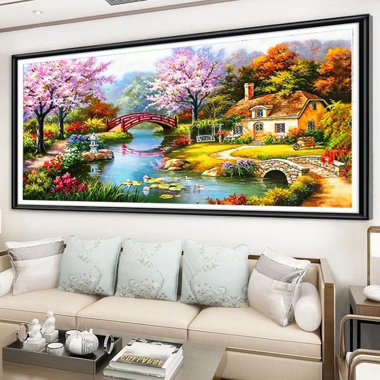 十字绣2024新款线绣花园小屋客厅家用2023手工绣梦幻家园满绣86色