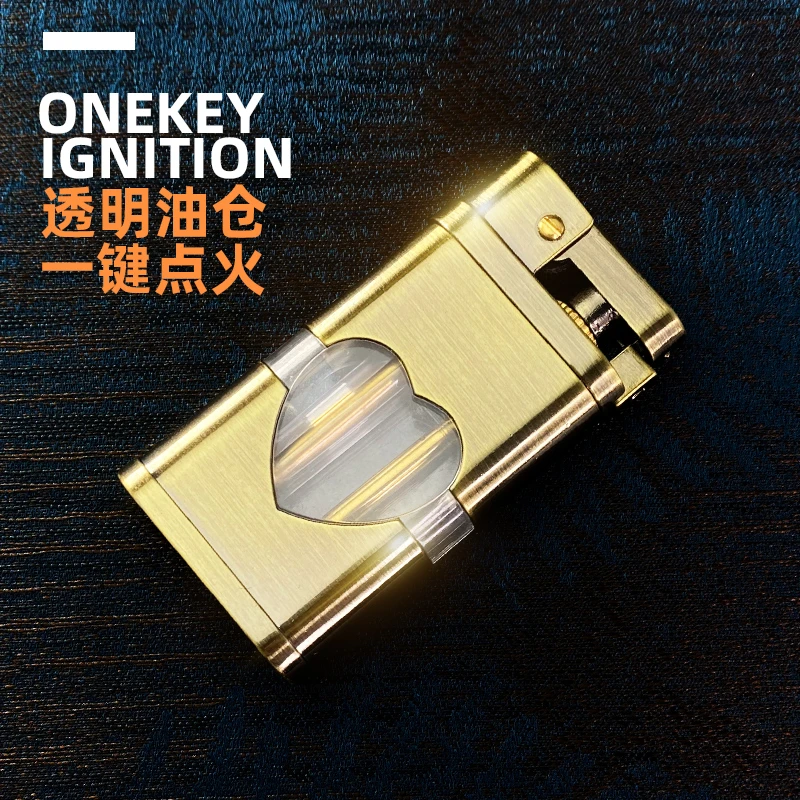 巨浪可视透明仓打火机高密封新型创意机械一键按压弹射耐用男士