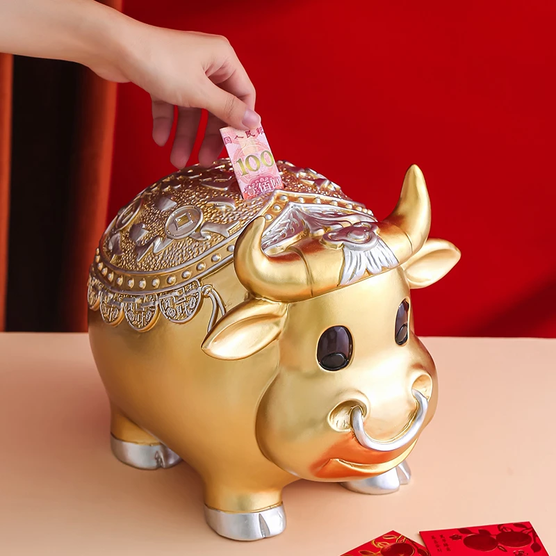 大号牛存钱罐创意大人用家儿童储蓄罐只进不出超大容量不可取摆件