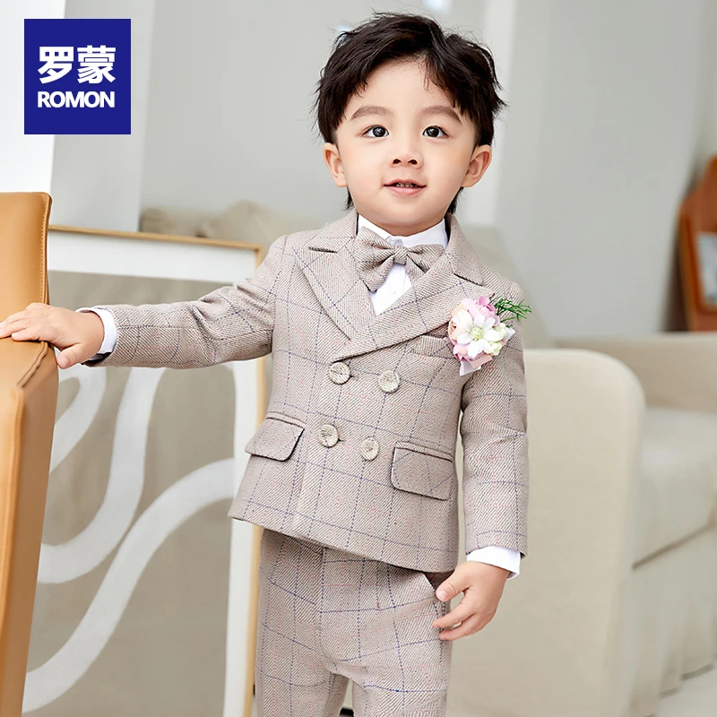 Romon/罗蒙儿童西装套装男孩男童西服韩版花童周岁生日主持人礼服