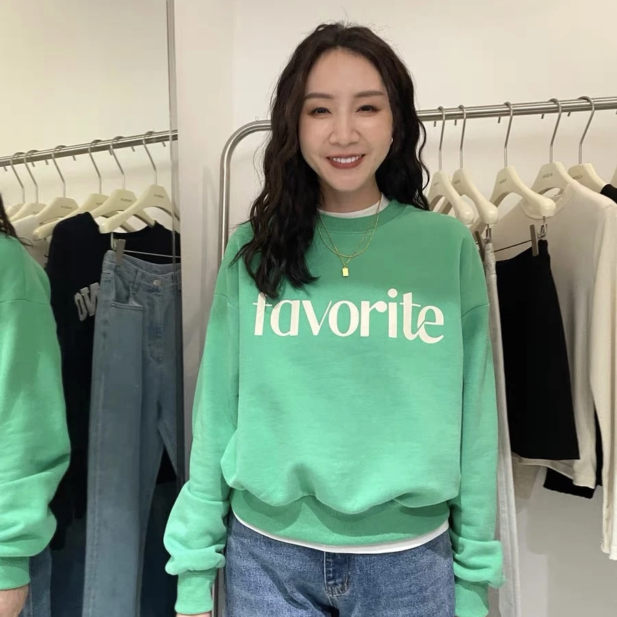 WIDELIA田婧 2022新款秋冬韩版宽松卫衣字母简约上衣978121