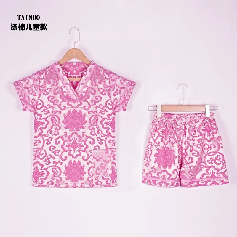 小孩汗蒸服男女纯棉足浴按摩服桑拿服儿童浴场足疗店会所浴衣睡衣