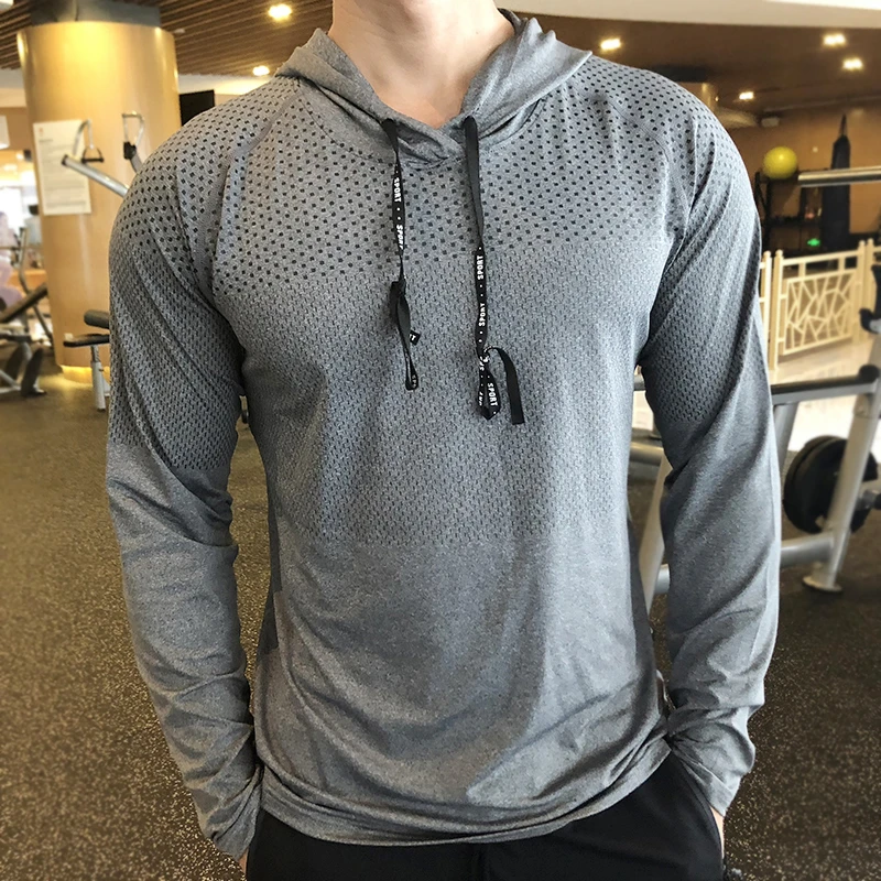 健身衣服男训练服户外跑步速干衣秋季宽松运动卫衣休闲连帽健身服