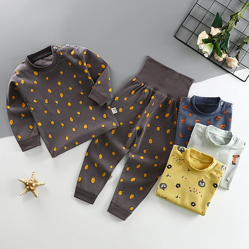 宝宝秋衣秋裤套装婴儿内衣男女童春秋高腰护肚儿童纯棉睡衣打底