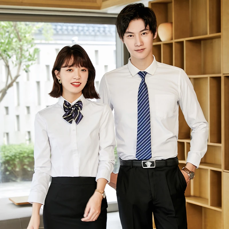 （万万优选）男女同款职业衬衫女房地产销售工作服衬衫女-QZ9312
