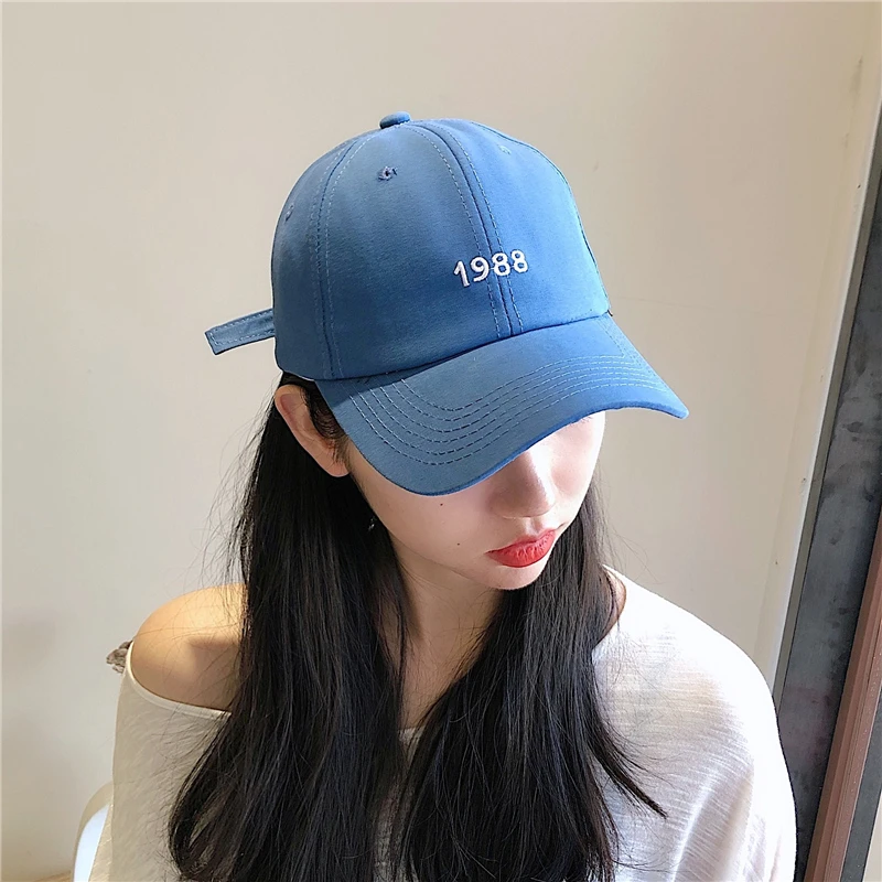 1988帽子女春夏韩版百搭鸭舌帽时尚潮数字刺绣棒球帽防晒遮阳帽女