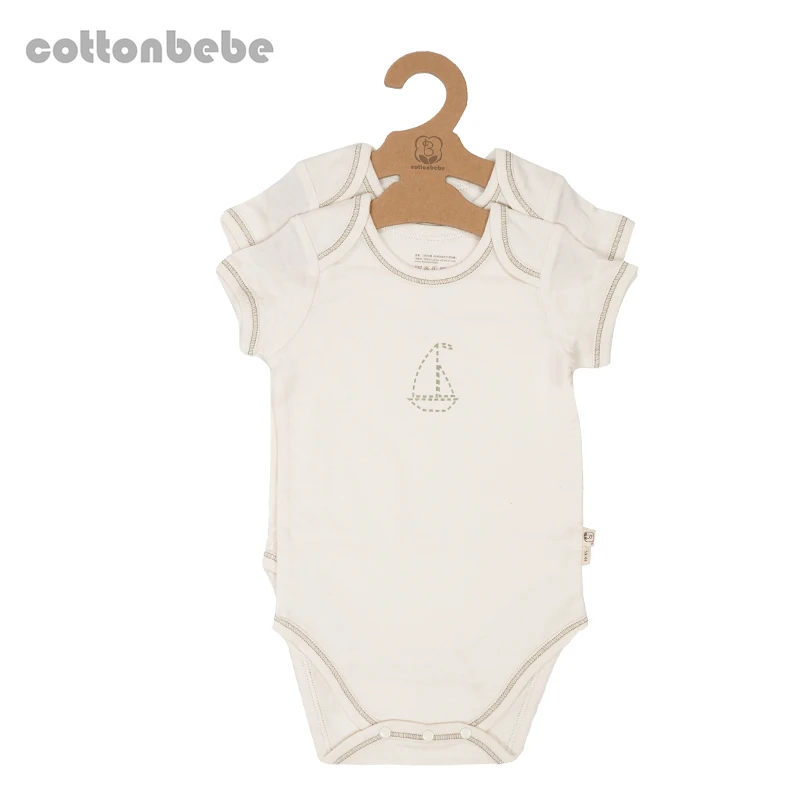 COTTONBEBE2件装包屁衣 婴儿薄衣服连体 宝宝睡衣三角哈衣