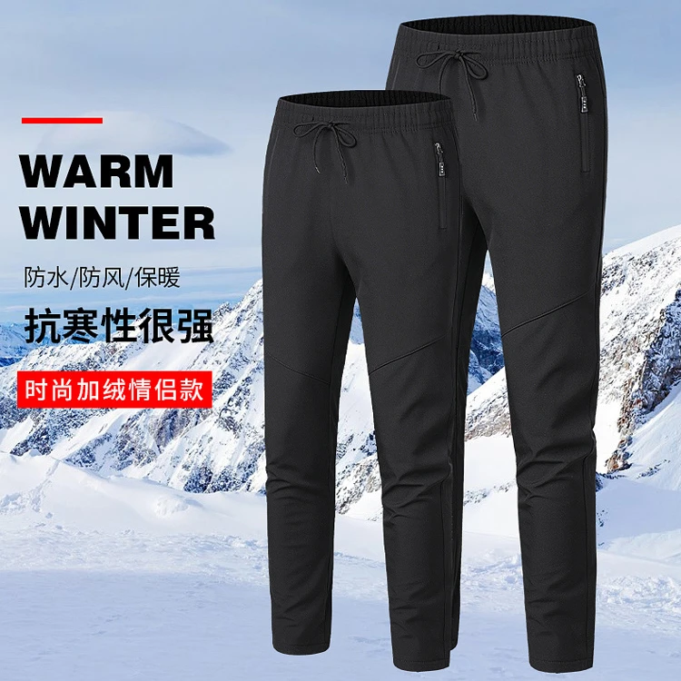 新款冬季冲锋裤女情侣加绒户外防风防水抓绒防寒登山软壳裤男长裤