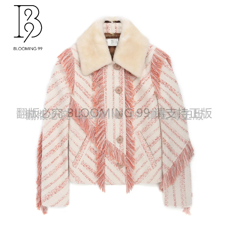 【B99官方旗舰店】女士设计师款撞色春季时尚轻奢拼接外套8W111