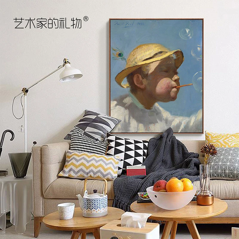 保罗•皮尔-泡泡男孩 博物馆级复刻版画 儿童房装饰画卧室挂画