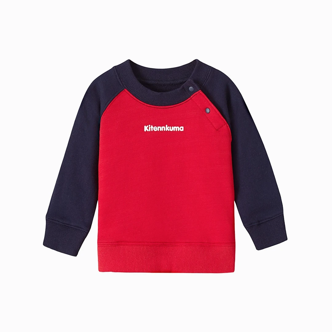 Kitennkuma/啊哦熊清仓处理全棉毛圈卫衣-藏青/中国红拼接