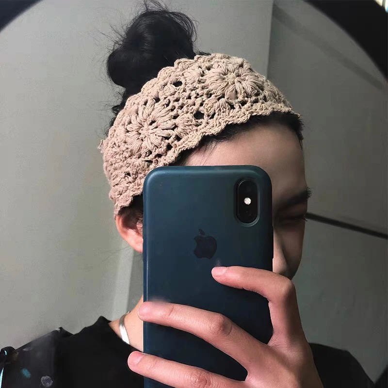 晴子Studio~纯手工编织甜美森复古宽边发带镂空钩针发箍束发头发
