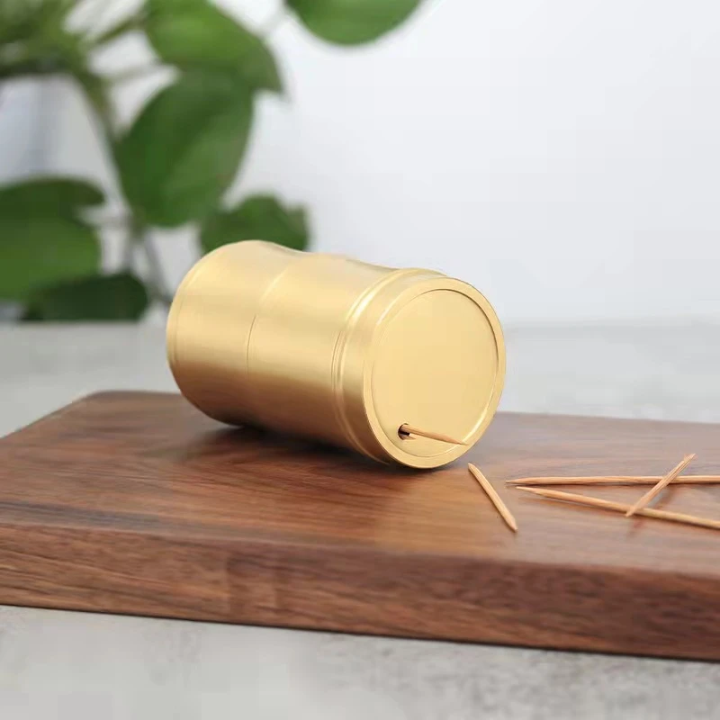 纯黄铜牙签罐 创意小礼品 竹节牙签瓶 铜摆件