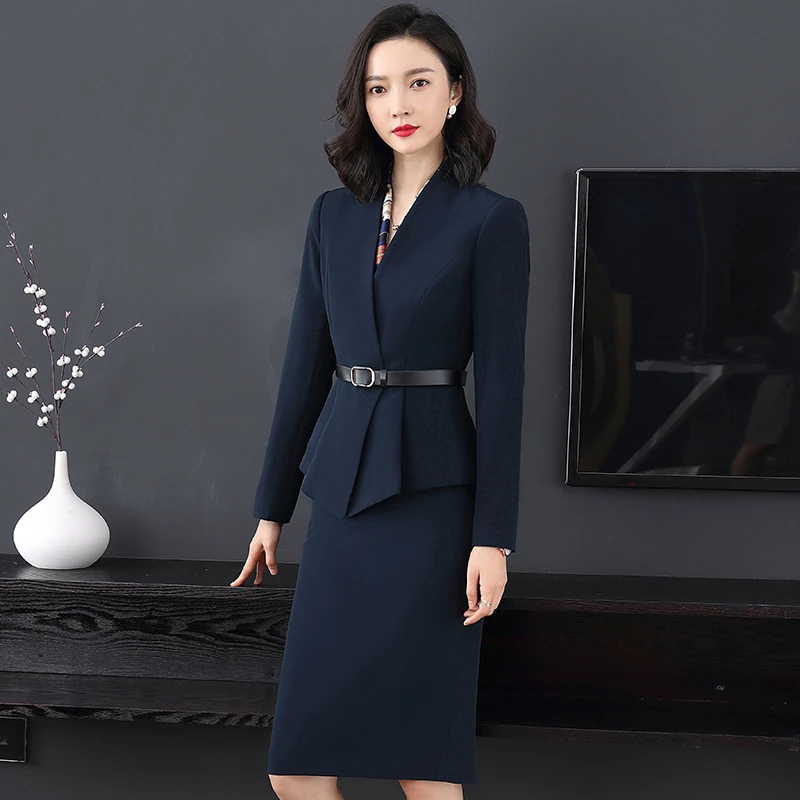 通勤女王范西服套装 西装半身裙两件套高级感秋冬职业套装女修身