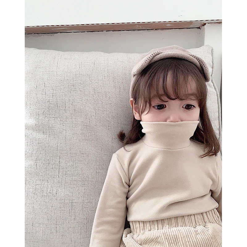 幼悠春秋季儿童男女宝宝堆堆领休闲百搭半高领长袖打底T恤 6115