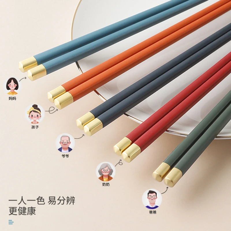 态生活轻奢合金筷分色创意家庭分餐筷家用餐厅新款耐高温筷子轻奢