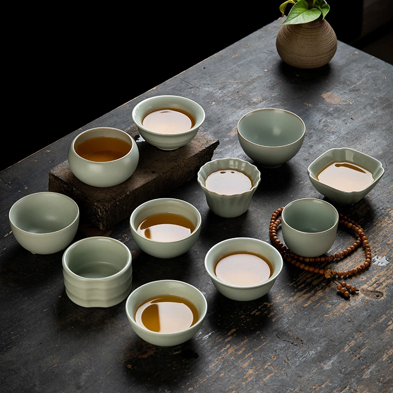 汝道汝窑大号茶杯茶盏功夫茶具品茗杯主人杯汝瓷开片可养陶瓷单杯