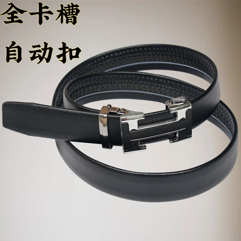 男士仿皮全卡槽工字自动扣腰带皮带3.5厘米宽自动扣皮带男士裤带