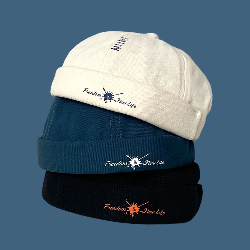 日系复古字母地主帽子春夏男女休闲百搭韩版街头地痞帽潮牌瓜皮帽