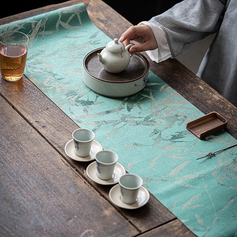 清仓干泡茶席家用长方形大号防水桌布禅意功夫茶具茶台百搭长条隔