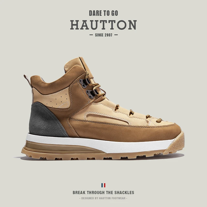 HAUT TON/皓顿男士时尚休闲百搭厚底加绒秋冬马丁靴HT9314XZ245