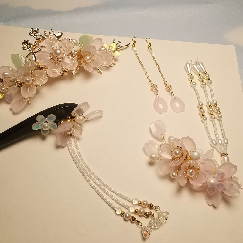 春亦轩古风汉服发饰清新樱花赋套装发簪女