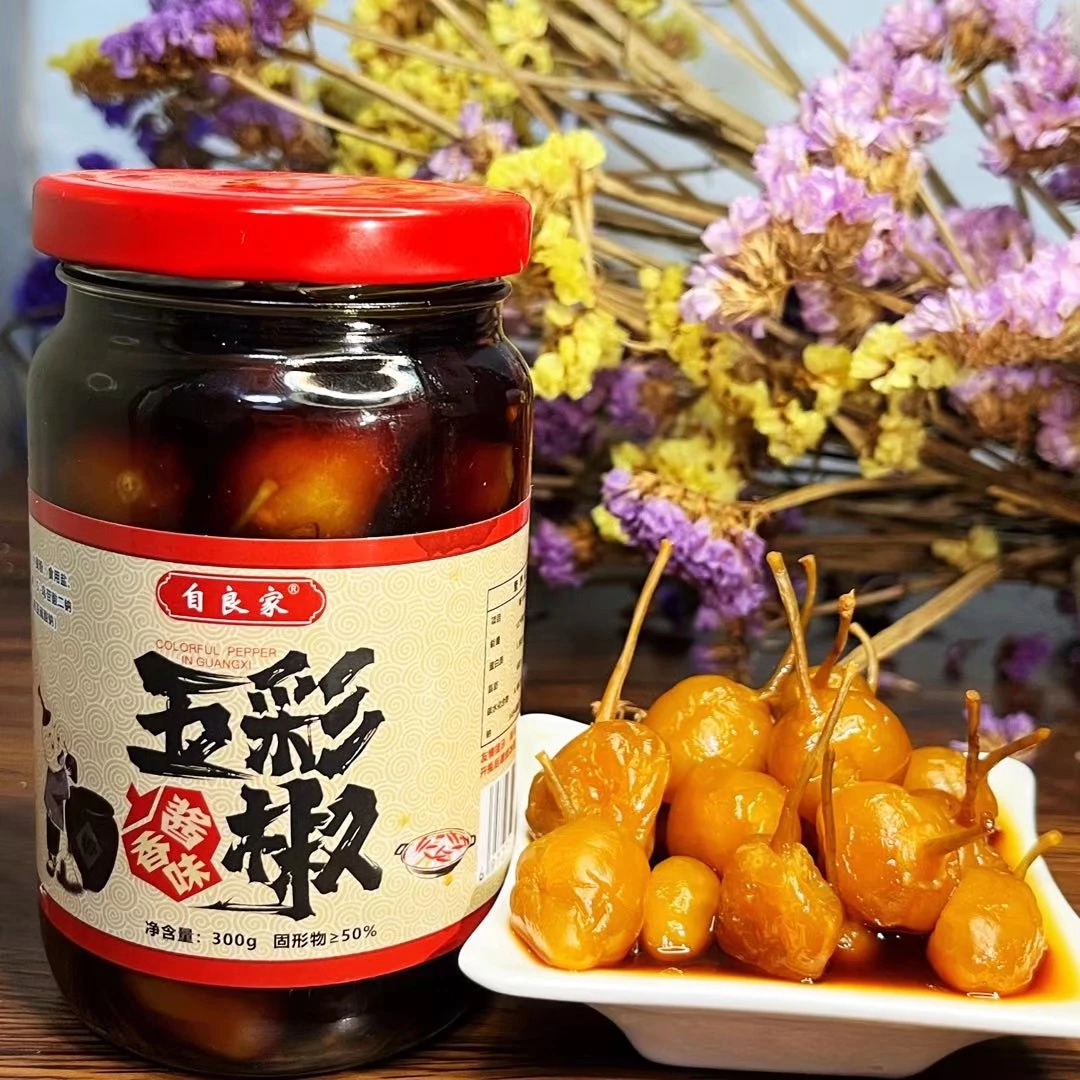 广西特产自良家酱香五彩泡椒300克528克七彩椒灯笼椒香辣下饭菜