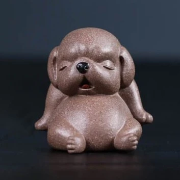 宜兴瞌睡狗茶宠紫砂青灰段泥小狗高品质紫砂茶宠摆件原矿紫砂制作