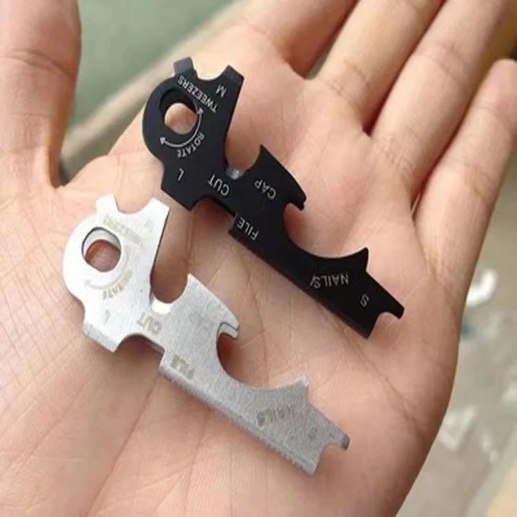组合卡EDC工具挂扣不锈钢8合1钥匙扣 随身小工具多功能钥匙夹起子