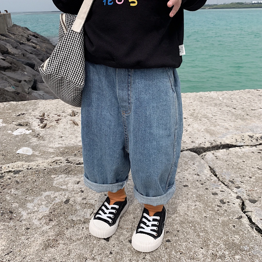 【幼悠】休闲韩版宽松洋气童装春秋装儿童牛仔裤百搭长裤5814