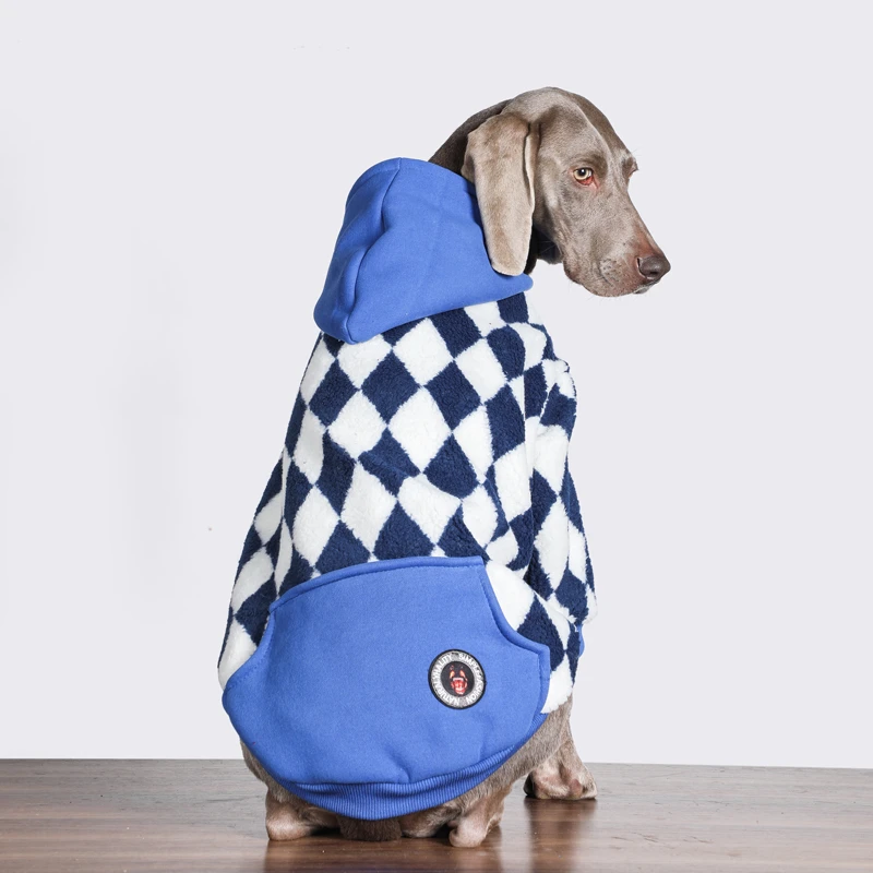 狗狗衣服冬季大型犬保暖金毛衣服棋盘格拉布拉多边牧可爱网红衣服