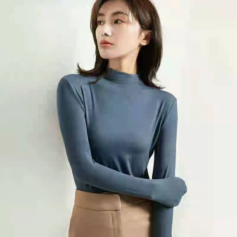 秋季莫代尔纯色高弹力百搭长袖打底衫102款