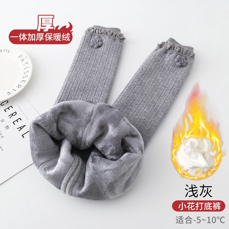 女童打底裤加绒秋冬加厚洋气白色小童宝宝婴儿大pp裤子一体绒外穿