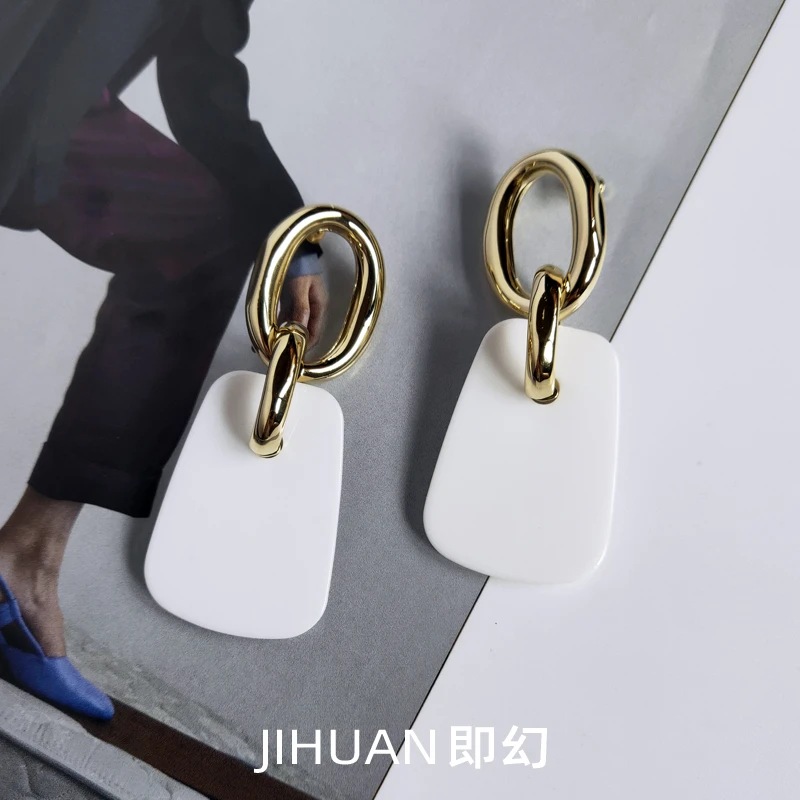 即幻 铜合金树脂耳饰 ♦只要你 Ins风欧美简约几何轻奢耳坠 S-3907