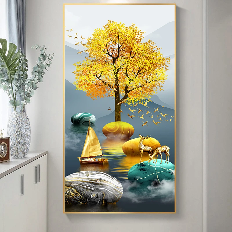 入户门迎面墙画玄关墙正对入户门壁画入户玄关装饰画正对门玄关画