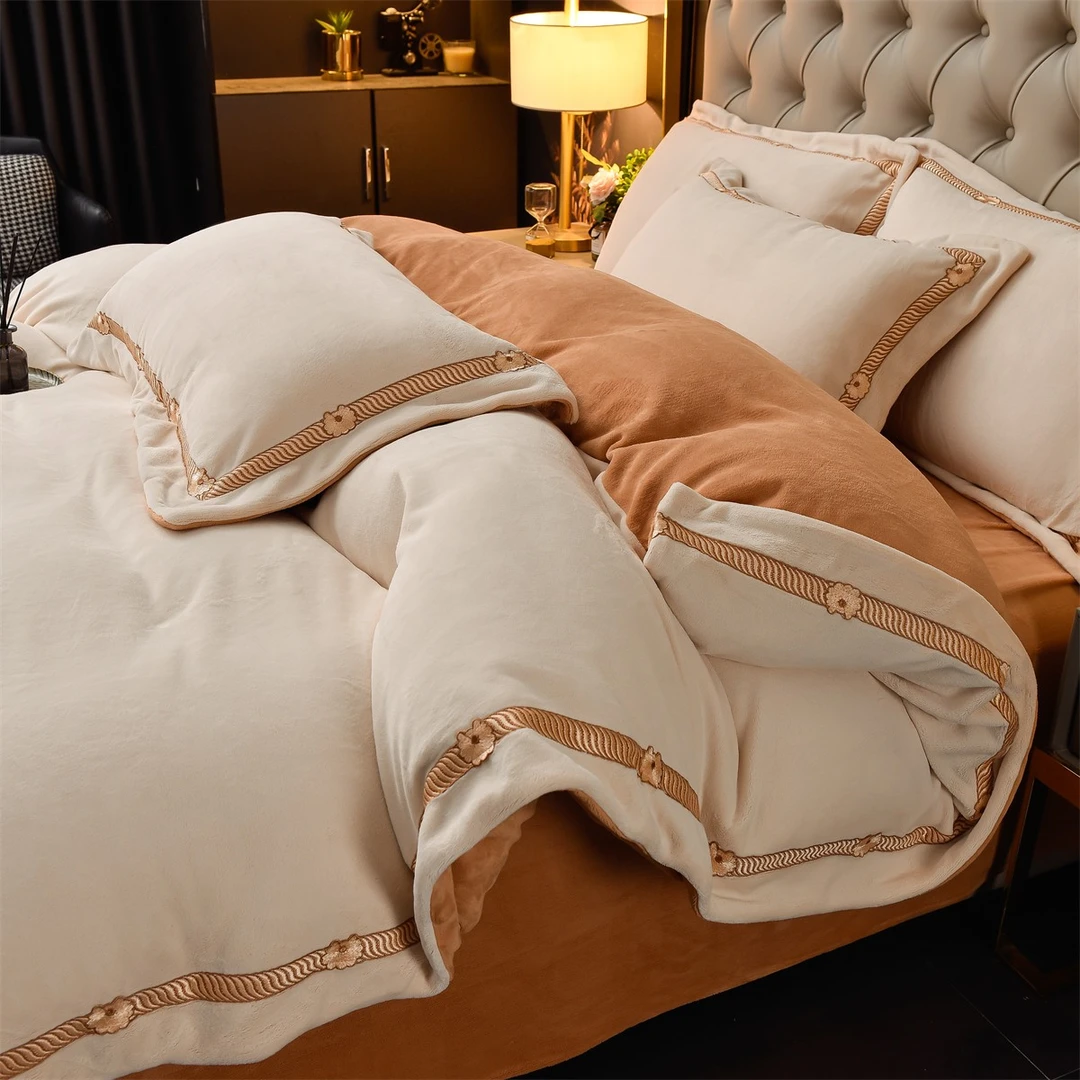 喜兹 颜 高精密公主绒四件套 牛奶绒防寒不掉毛加厚保暖秋冬床品