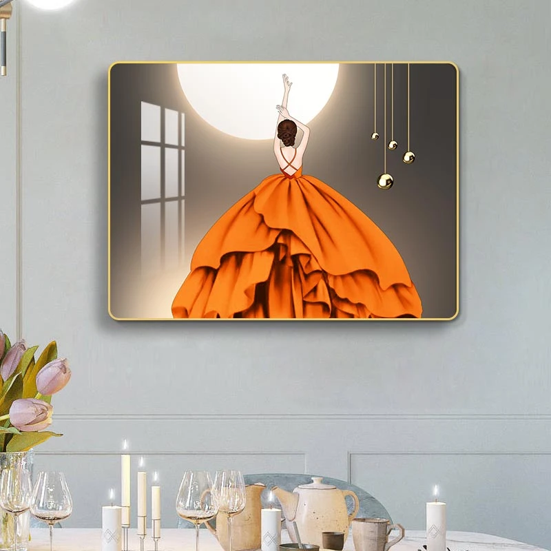 阪画屋舞动红裙立体镶钻餐厅墙面装饰画现代轻奢挂画单幅【商城】
