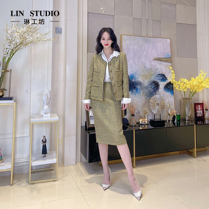 【外套】琳工坊彩笺简洁小香风外套春秋气质时尚年会唐琳设计师