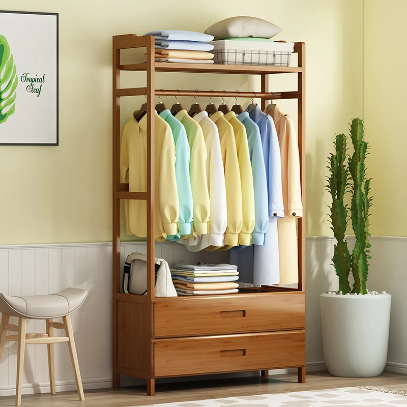 衣帽架挂衣架落地简约现代置物架卧室简易木质网红小型立式单杠式