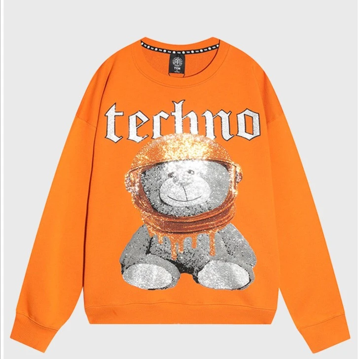 奥莱-TCH-TECHNO CHILLOUT HOUS太空熊钻橙色圆领卫衣T21311C6015