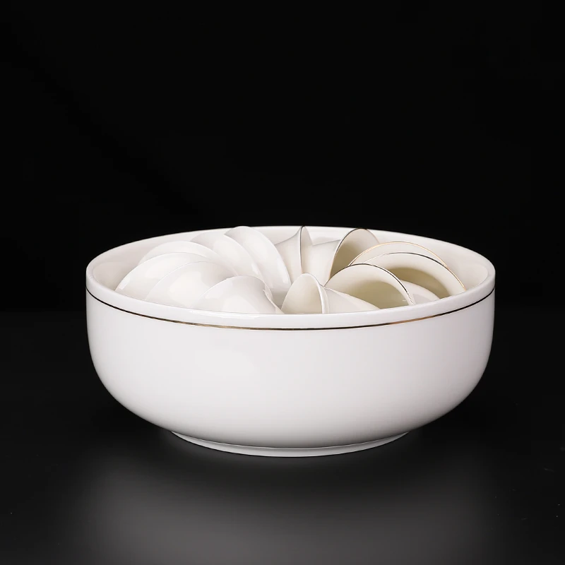 德化羊脂玉白瓷茶洗大号茶渣缸杯洗茶道用具陶瓷笔洗水盂茶具配件