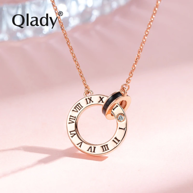 qlady 坠链均925银 双环925银项链轻奢专属礼物礼物送女友送对象