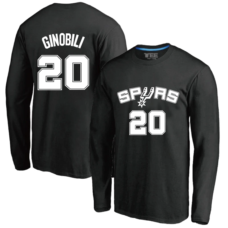 春秋马刺20号吉诺比利球衣训练服纯棉圆领篮球运动长袖T恤