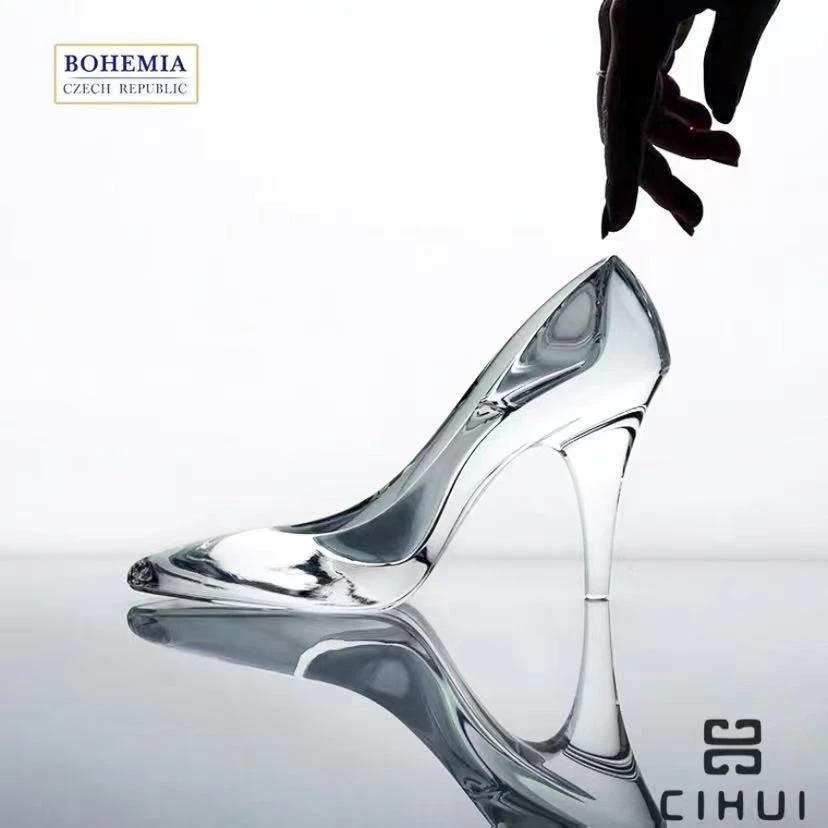 BOHEMIA捷克进口 灰姑娘水晶高跟鞋家居装饰品客厅玄关客厅摆件
