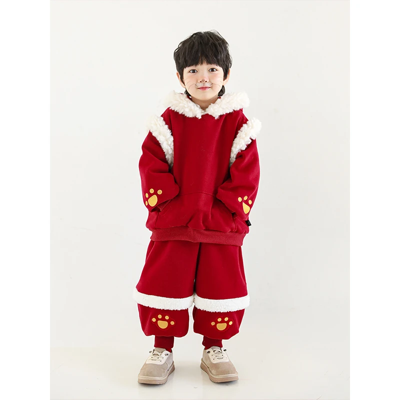 YOEHYAUL/幼悠【清货】毛绒立耳连帽卫衣年服保暖加绒上衣N2224