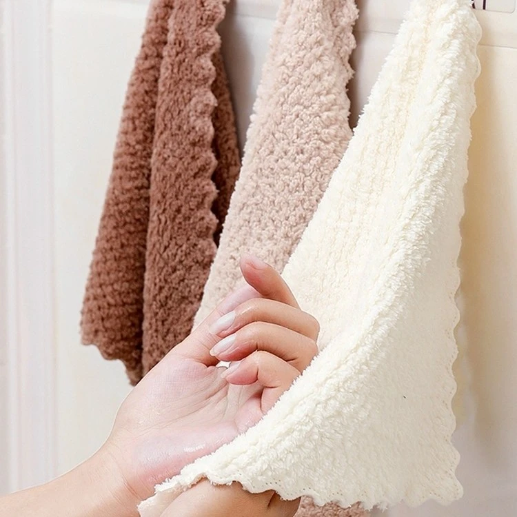 抹布素色珊瑚绒帕帕巾强吸水擦手巾厨房家务清洁方巾洗碗巾毛巾