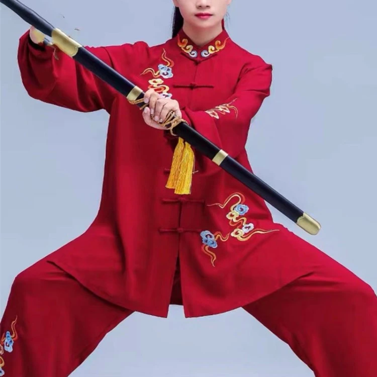 龙拳刺绣七彩祥云太极服长短袖定做弹力麻太极拳武术服比赛表演服