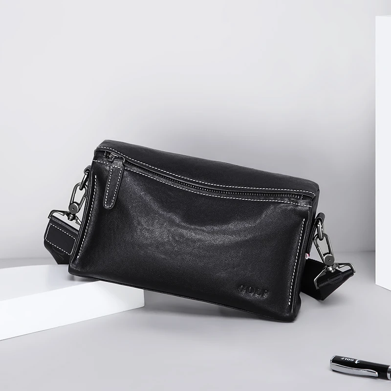 GOLF/高尔夫柔软牛皮盒子包男士单肩包商务休闲斜挎包百搭包包男