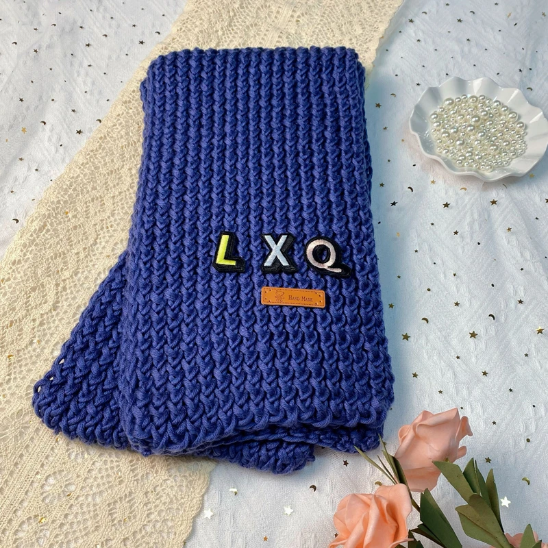 字母款情人棉围巾diy材料包质感新手围脖礼物情侣款